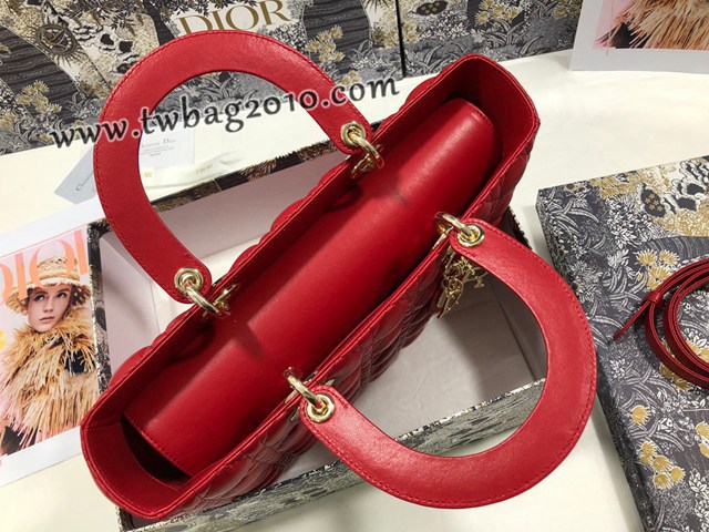 Dior专柜新款迪奥顶级原单Lady七格羊皮翻盖手提女包 djfk1119
